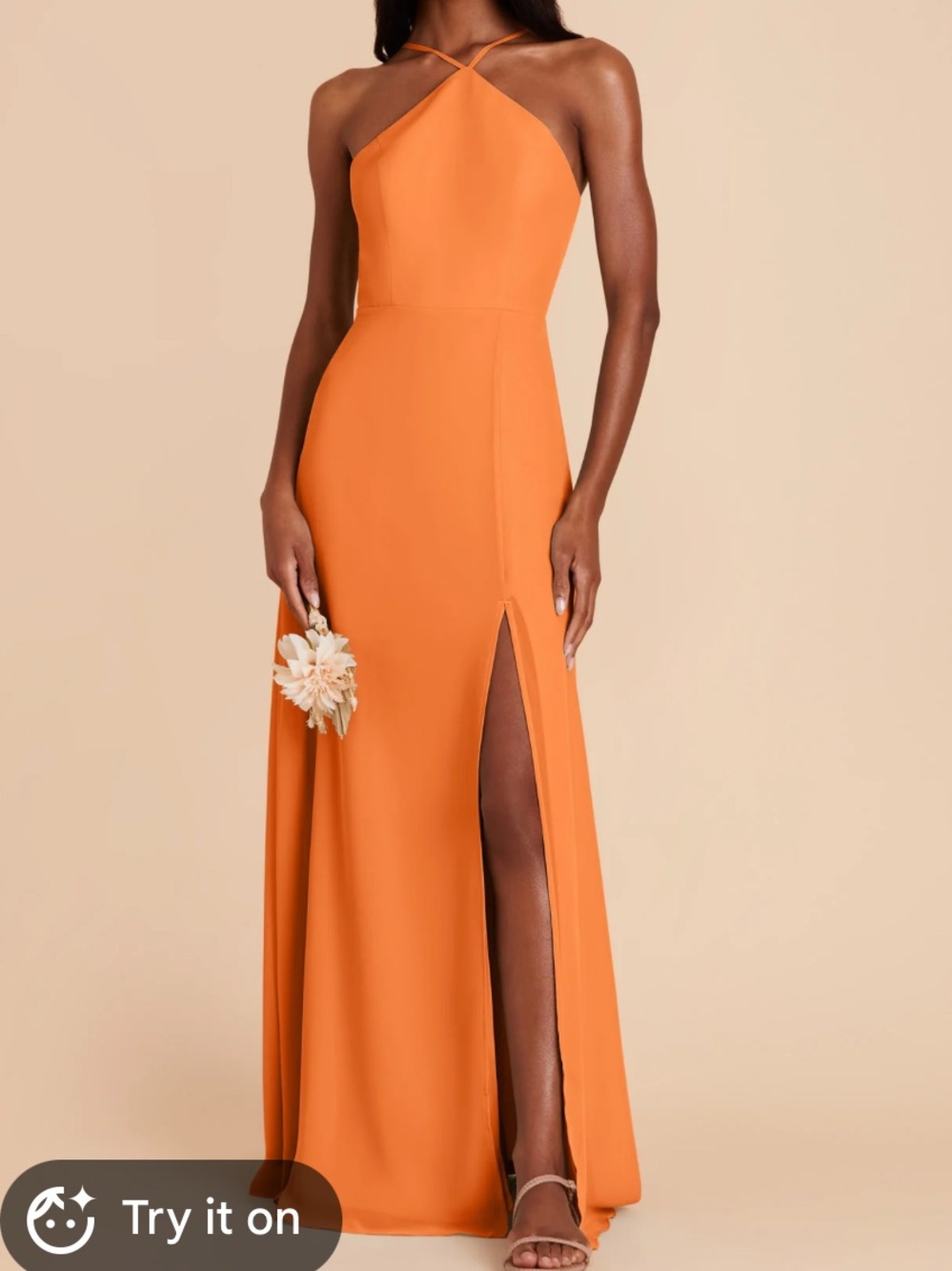 Birdy Grey Orange Maxi Halter Dress with Thigh Slit
